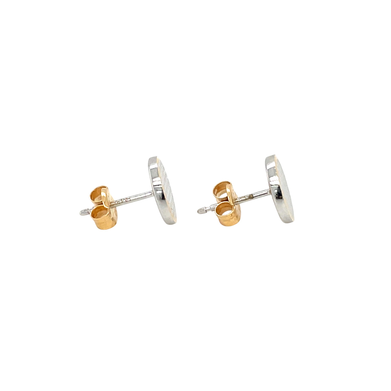 18ct Two-Tone Gold Engine-Turned Disc Stud Earrings