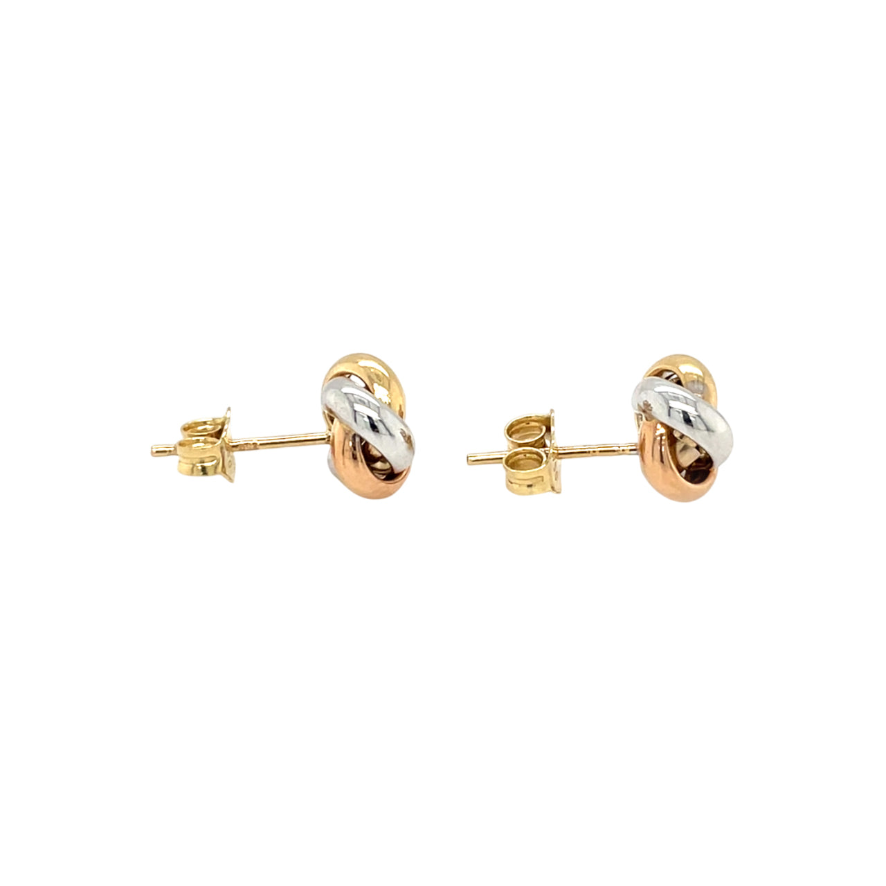 18ct Three-Tone Gold Knot Stud Earrings