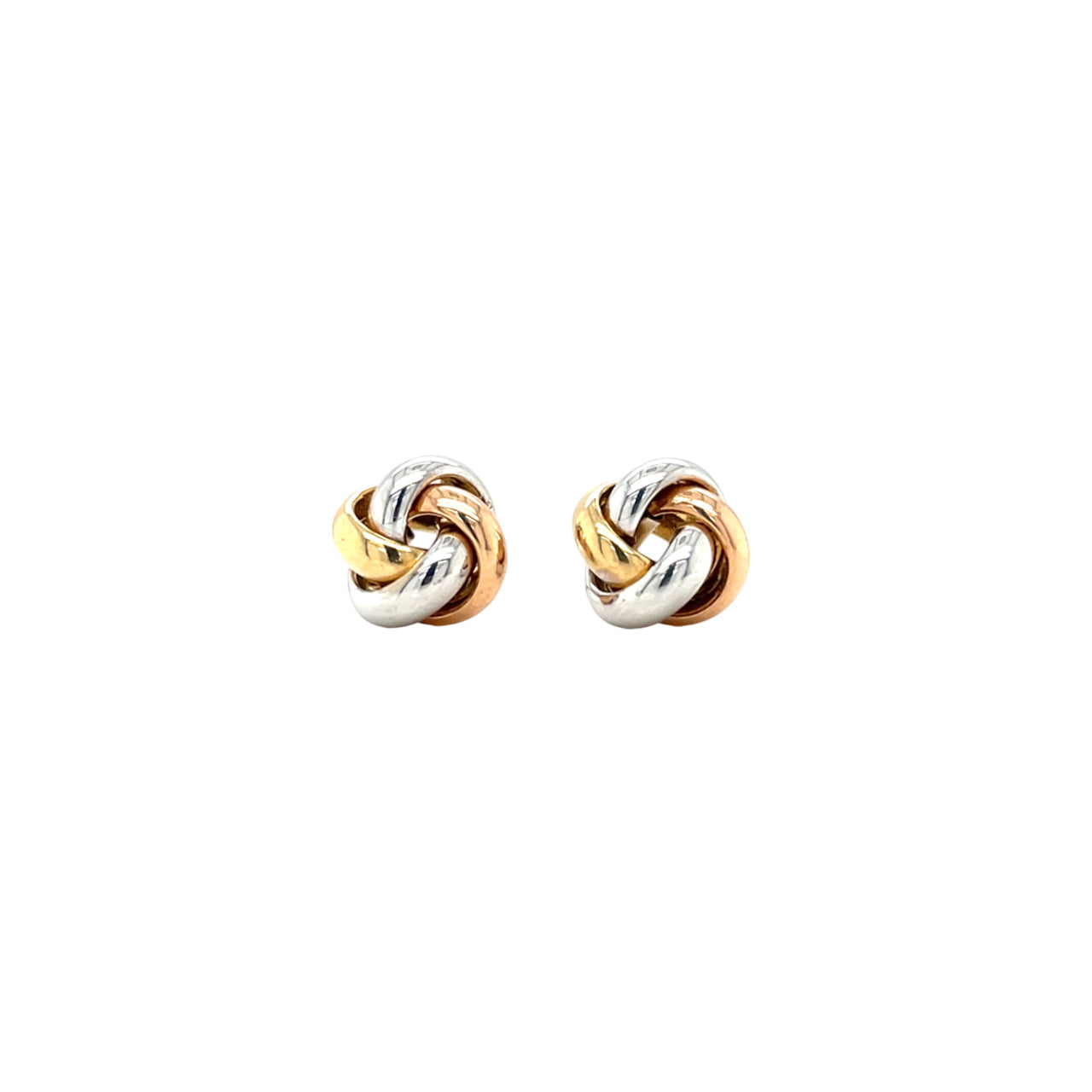 18ct Three-Tone Gold Knot Stud Earrings