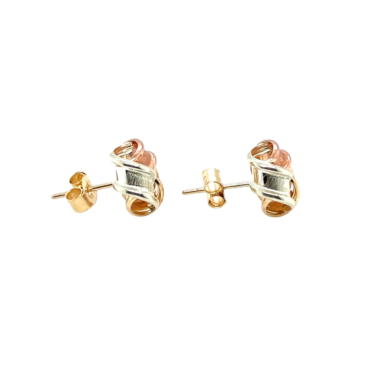18ct Three Colour Gold Ribbon Knot Stud Earrings (8.5mm)