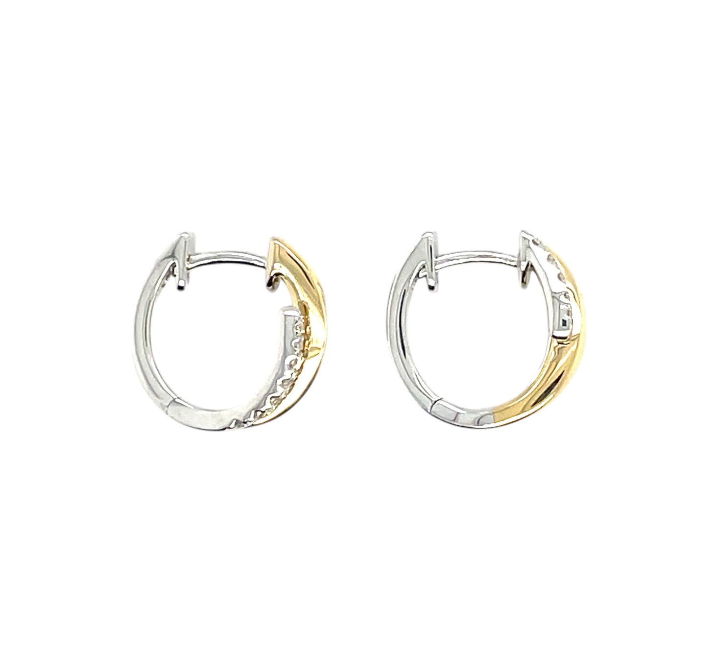 18ct White & Yellow Gold Diamond Earrings