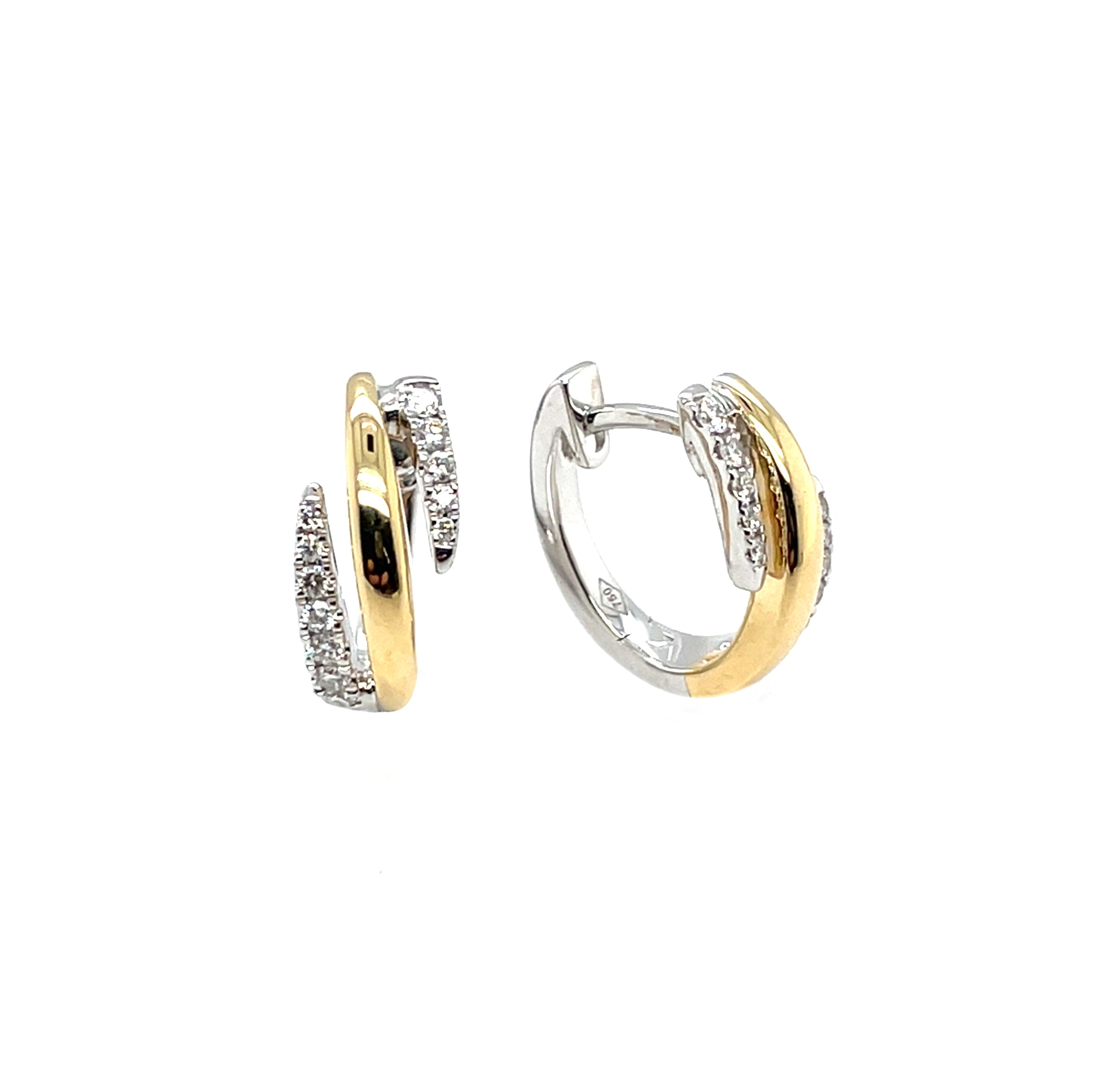 18ct White & Yellow Gold Diamond Earrings
