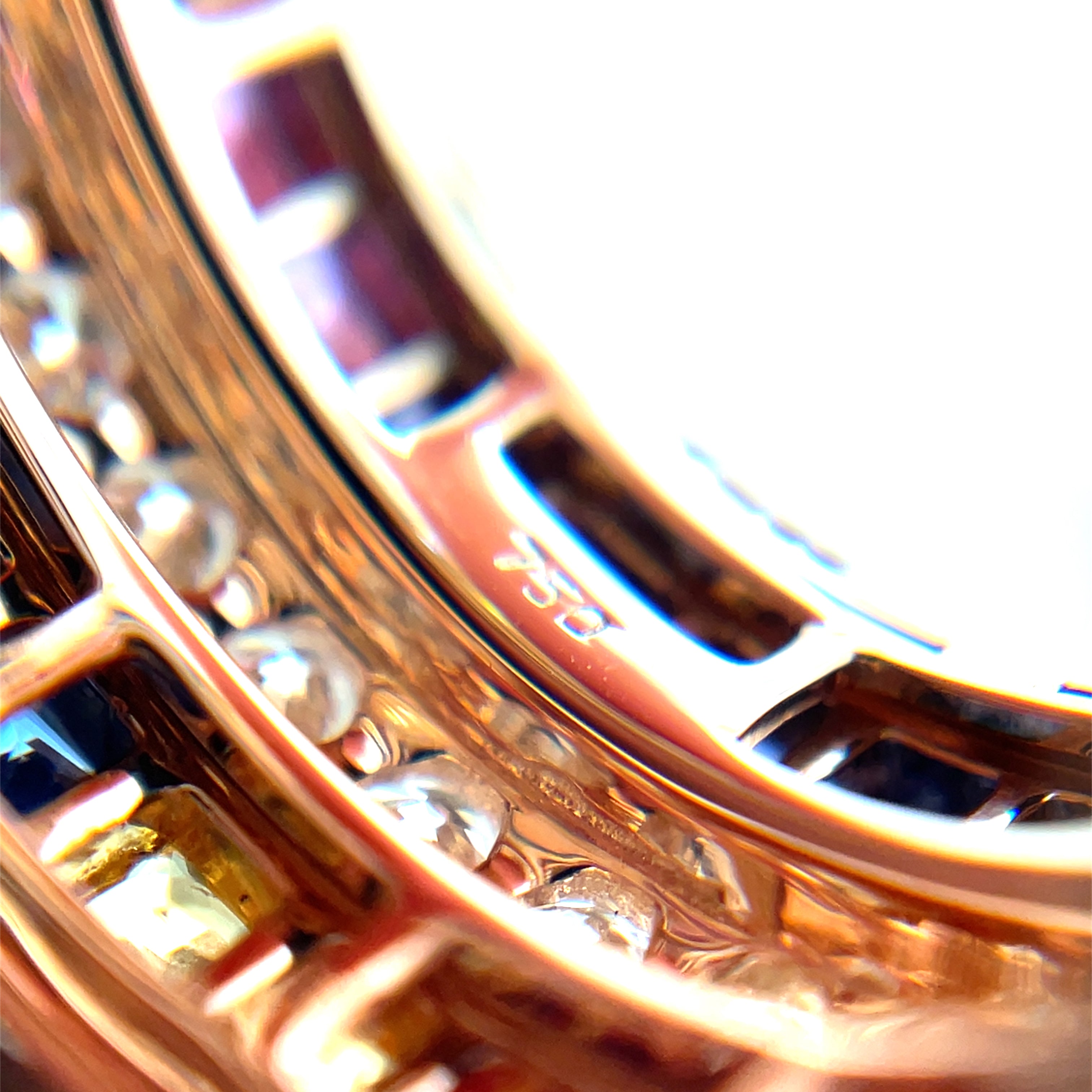 18ct Rose Gold Three Row Spinning Rainbow Sapphires & Diamonds Ring (N 1/2)