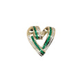 14ct Yellow Gold Emerald & Diamond Heart Pendant