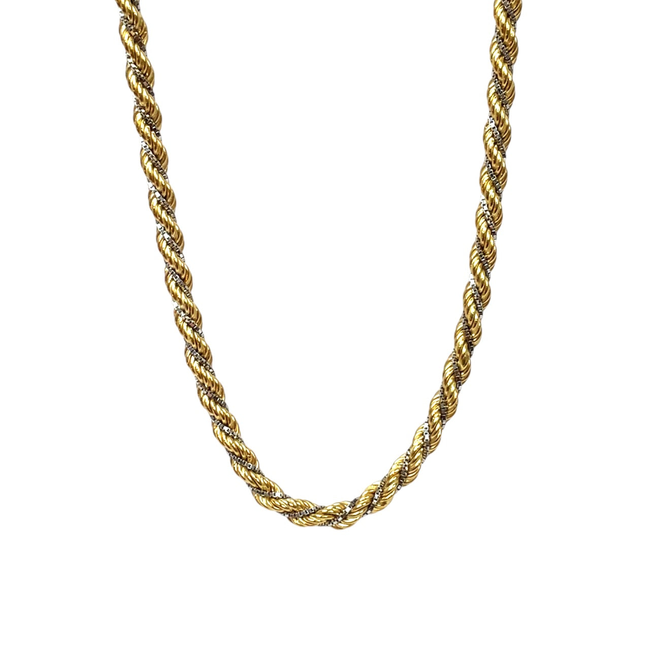 18ct Two Colour Gold Rope Necklace (26")