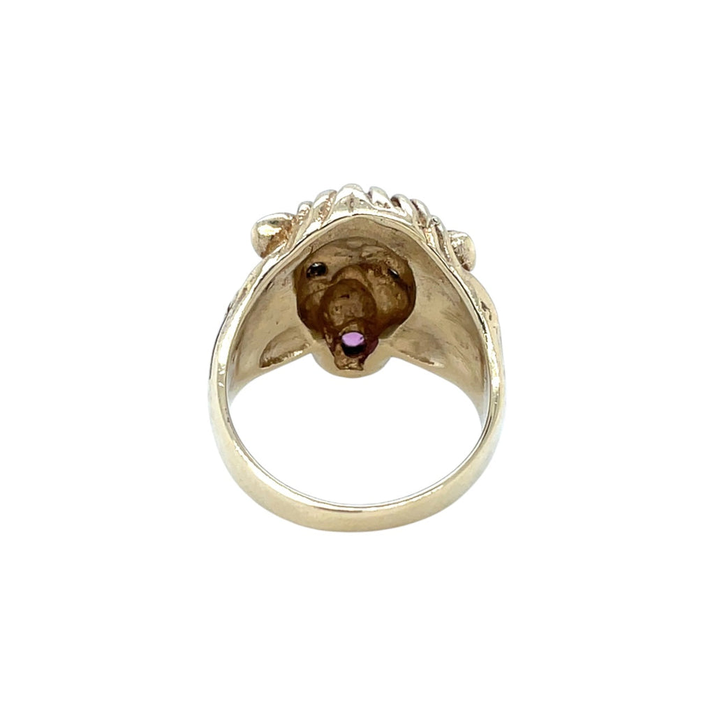 14ct Yellow Gold Lion Head Ring (M)