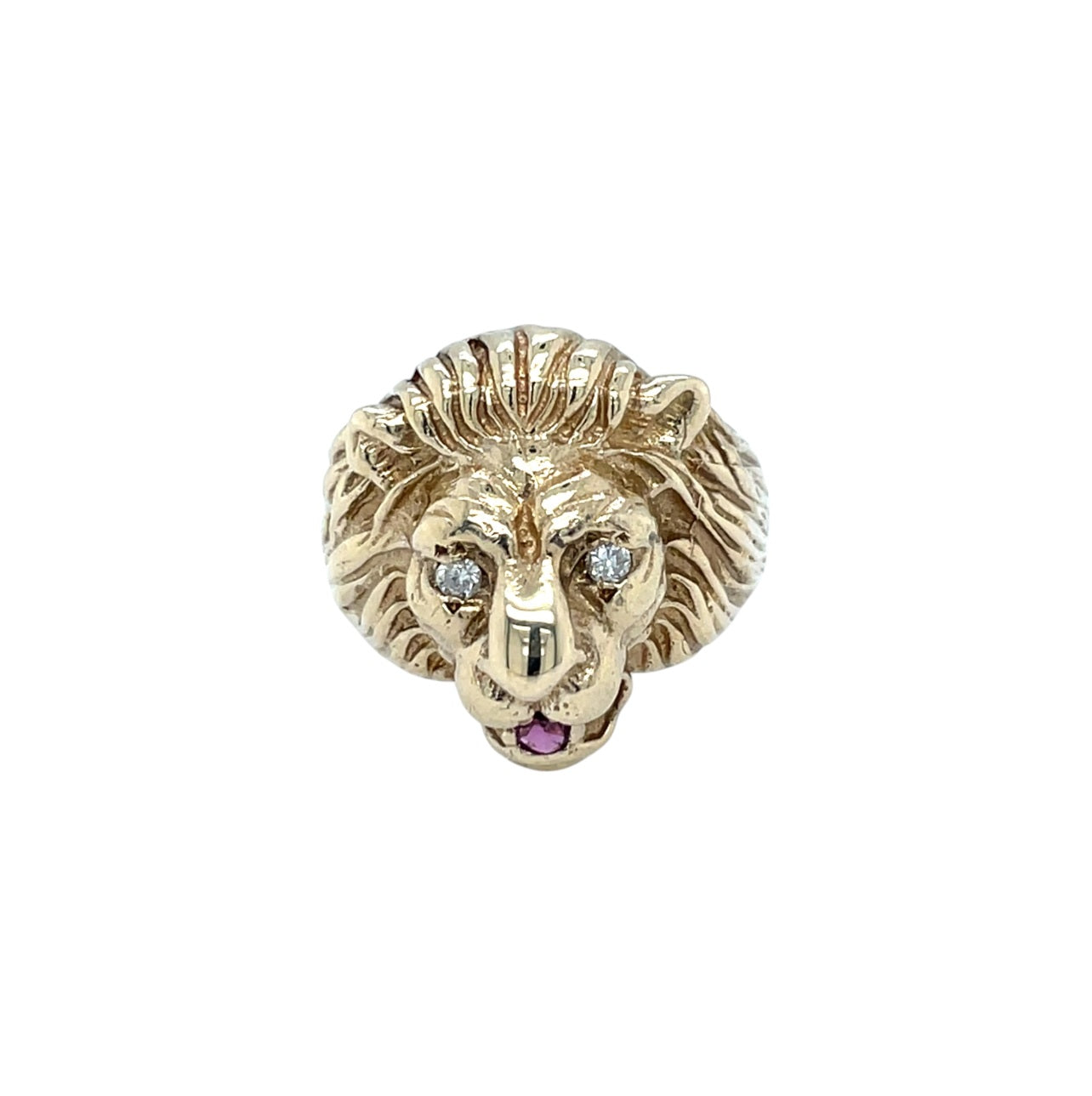 14ct Yellow Gold Lion Head Ring (M)