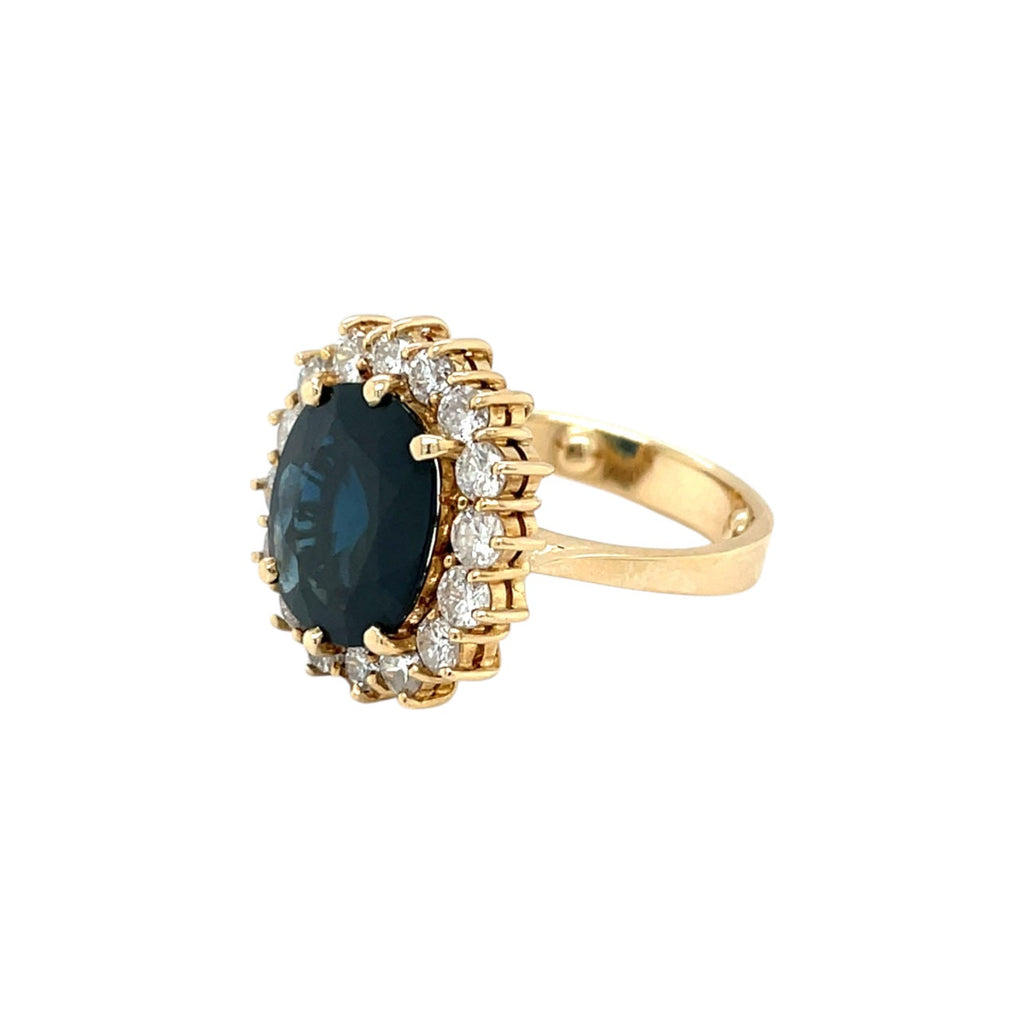 14ct Yellow Gold Sapphire & Diamond Cluster Ring (K)