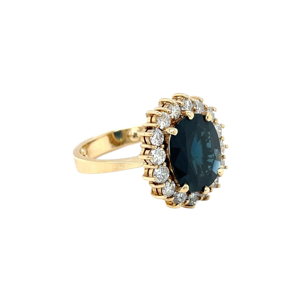 14ct Yellow Gold Sapphire & Diamond Cluster Ring (K)