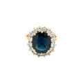 14ct Yellow Gold Sapphire & Diamond Cluster Ring (K)