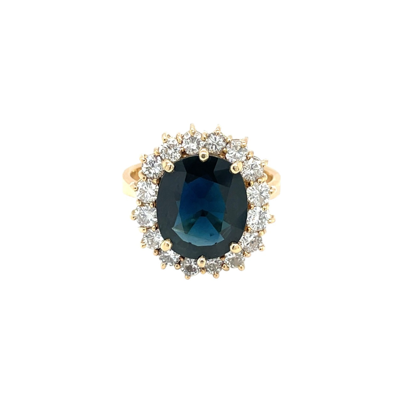 14ct Yellow Gold Sapphire & Diamond Cluster Ring (K)