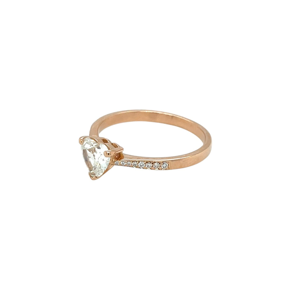 18ct Rose Gold Heart Shaped Diamond Ring (O)