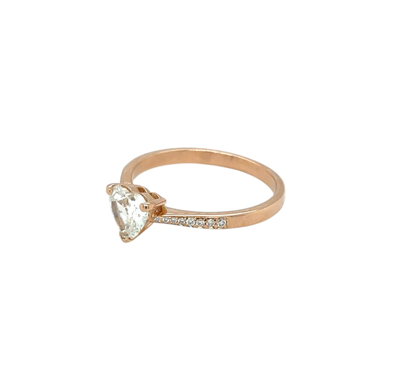 18ct Rose Gold Heart Shaped Diamond Ring (O)