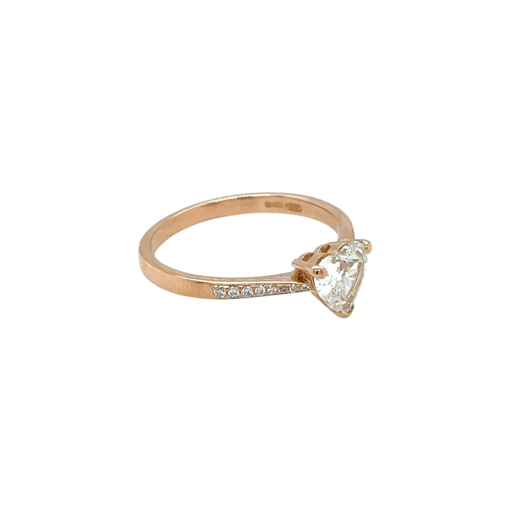 18ct Rose Gold Heart Shaped Diamond Ring (O)