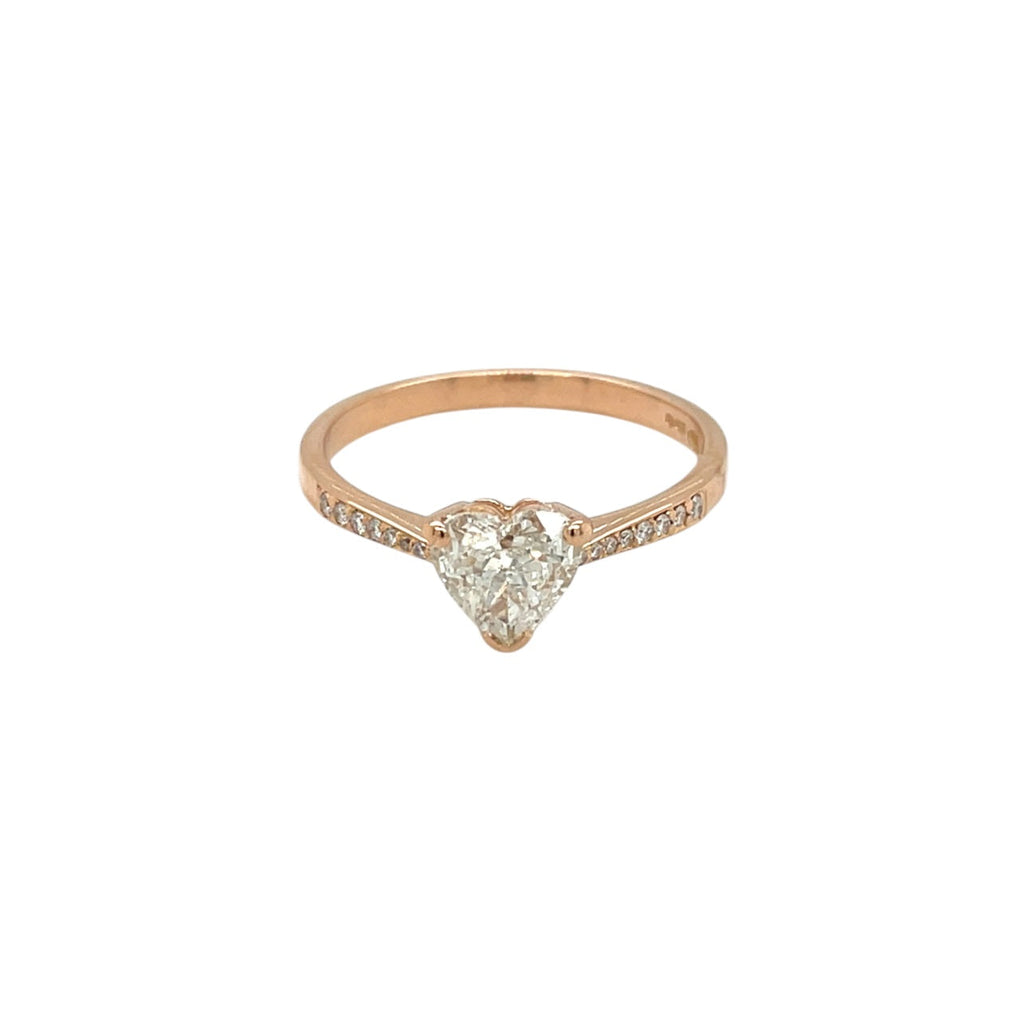 18ct Rose Gold Heart Shaped Diamond Ring (O)