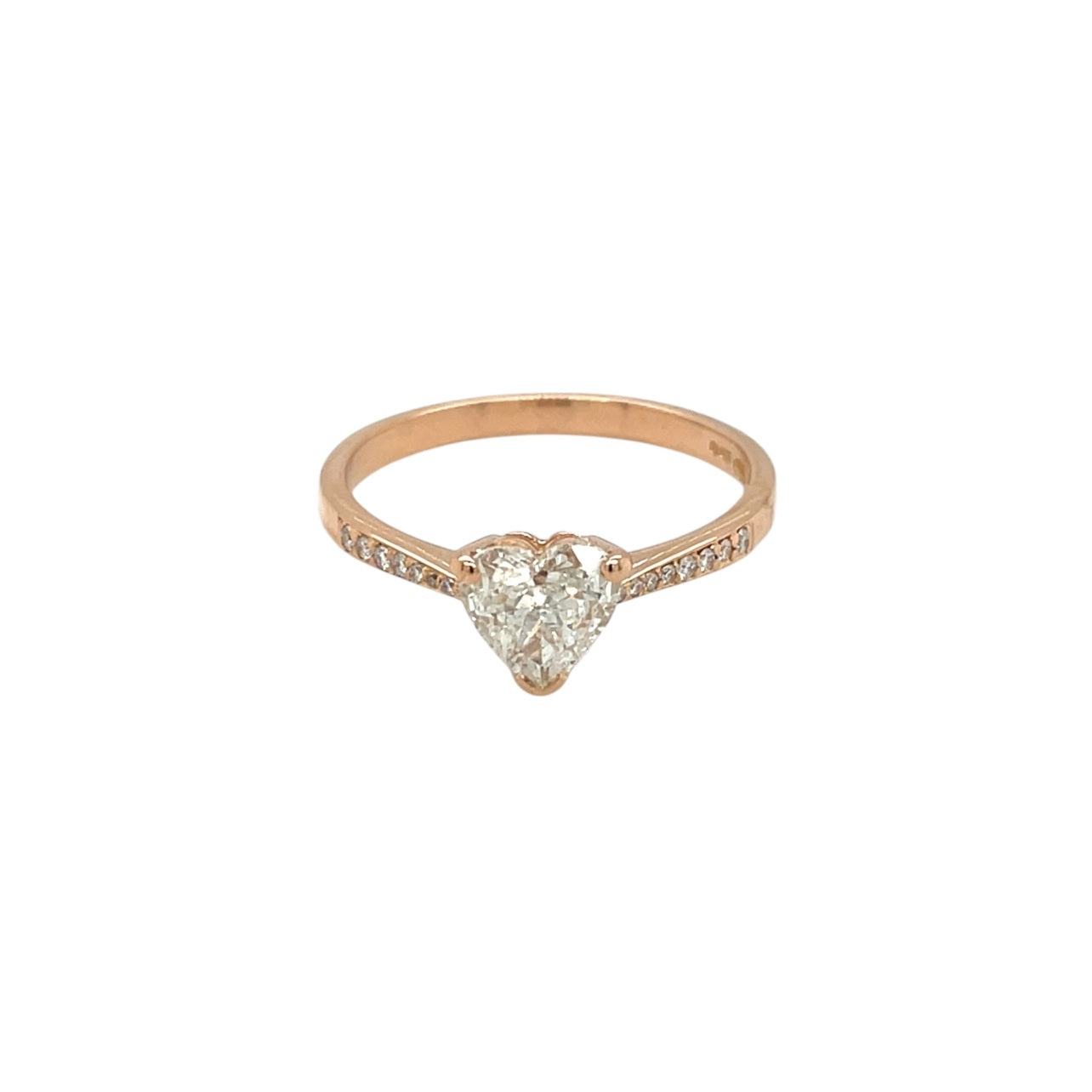 18ct Rose Gold Heart Shaped Diamond Ring (O)