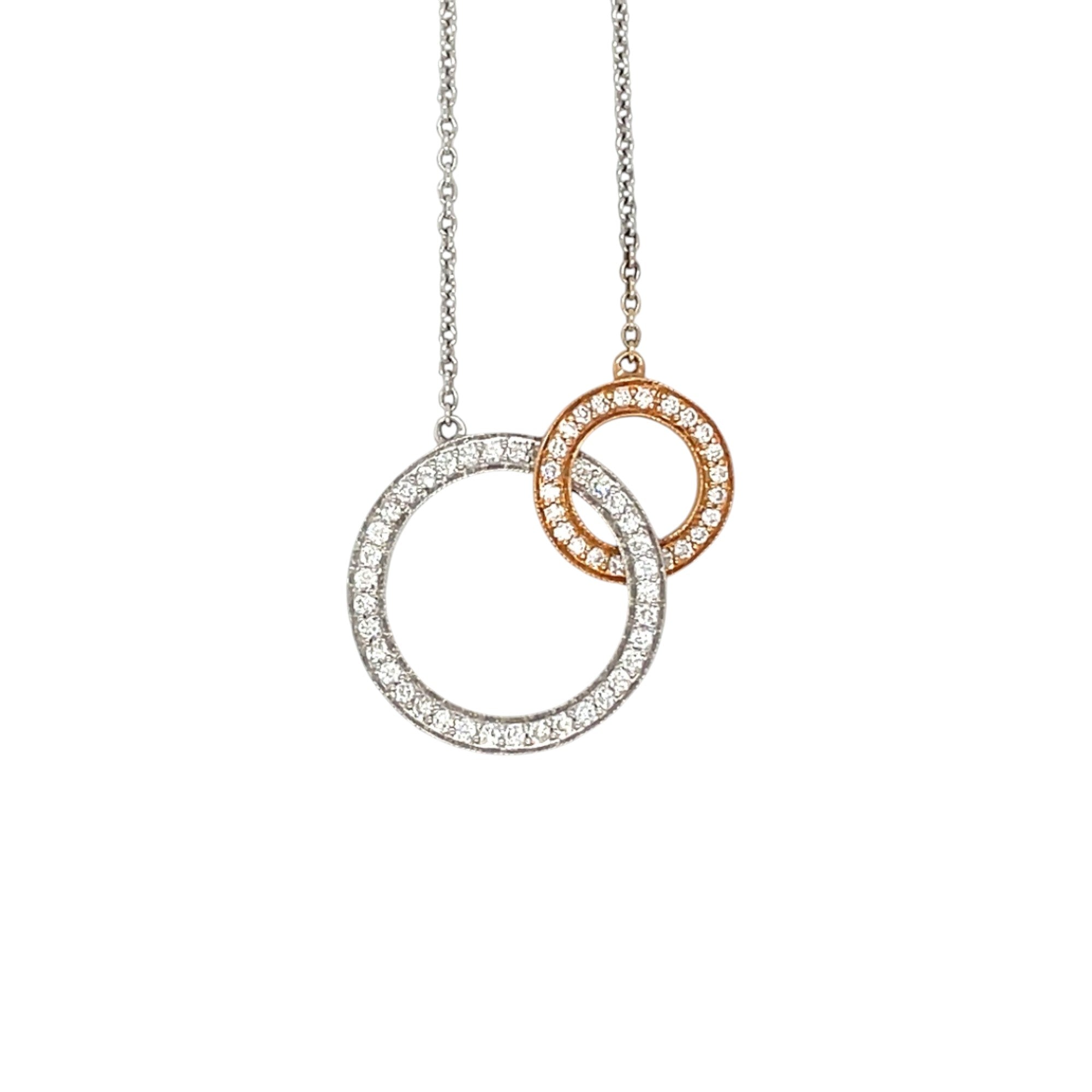 18ct White & Rose Gold Diamond-Set Circle Necklace (16-17")
