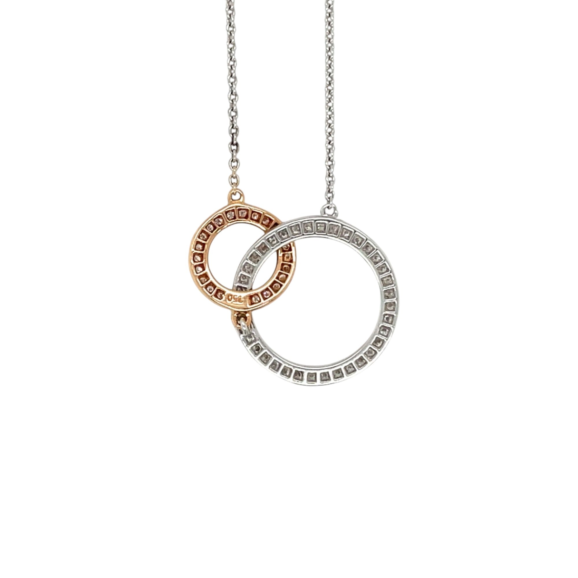 18ct White & Rose Gold Diamond-Set Circle Necklace (16-17")