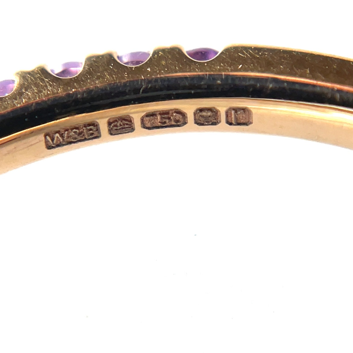 18ct Rose Gold Amethyst Half-Set Eternity Ring (N)