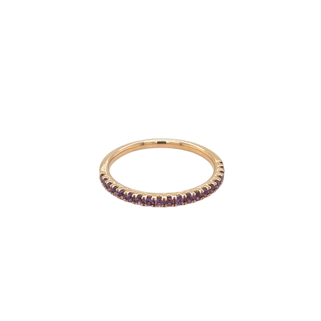 18ct Rose Gold Amethyst Half-Set Eternity Ring (N)