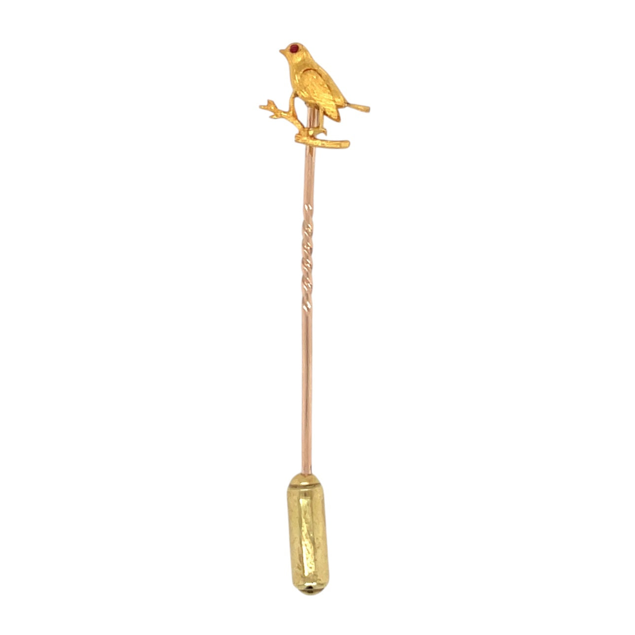18 & 9ct Yellow Gold & Ruby Robin Lapel Pin