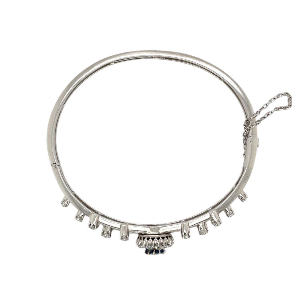 14ct White Gold Sapphire and Diamond Bangle