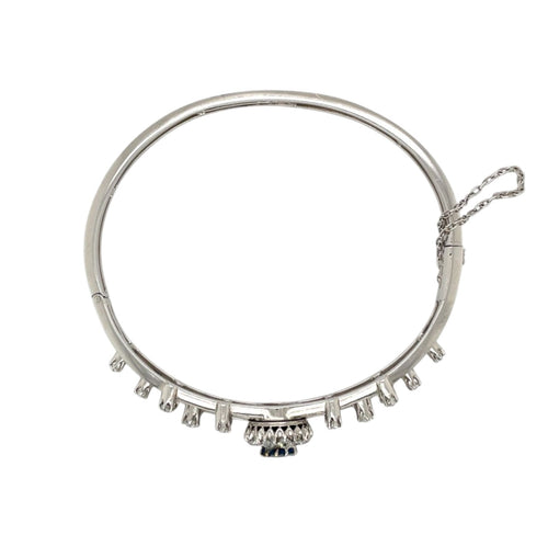 14ct White Gold Sapphire and Diamond Bangle