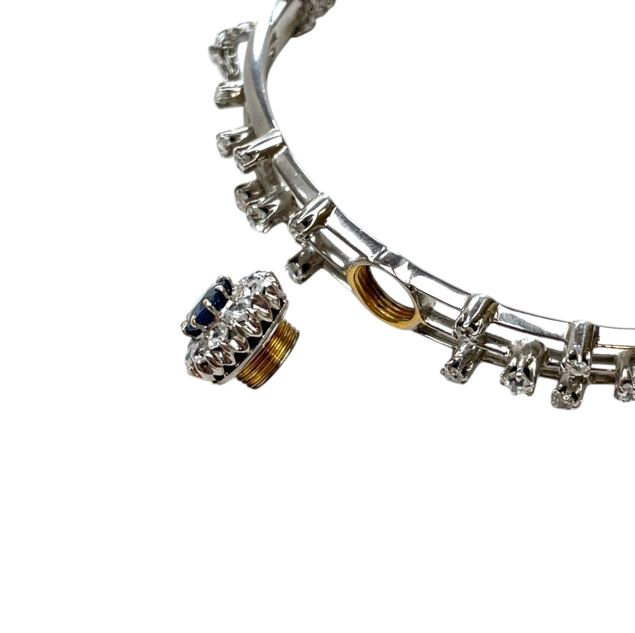 14ct White Gold Sapphire and Diamond Bangle
